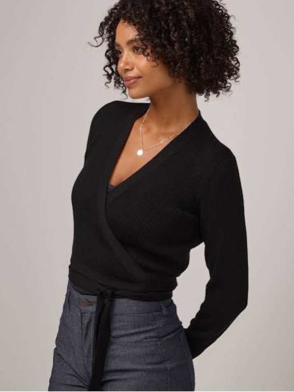 Hill House Black Wrap V-Neck Sweater